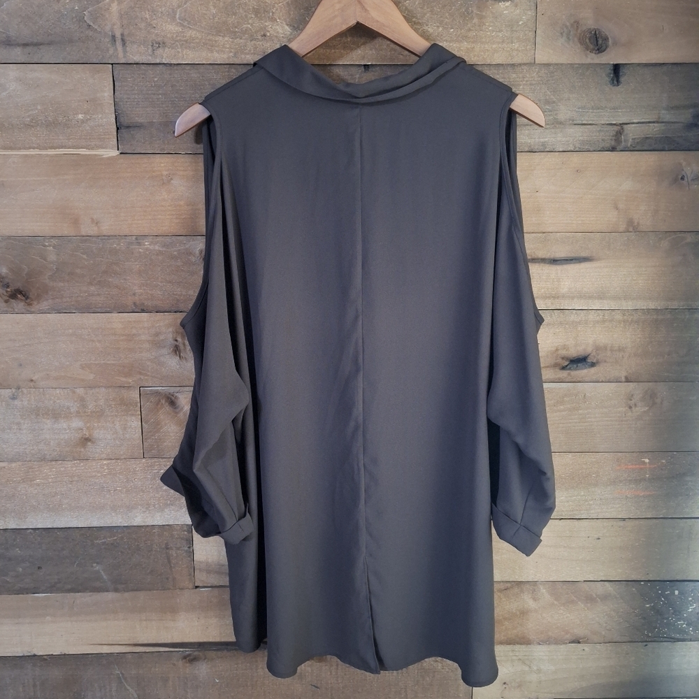 Chicos Cold Shoulder Button Down Brown Tunic Chic… - image 6